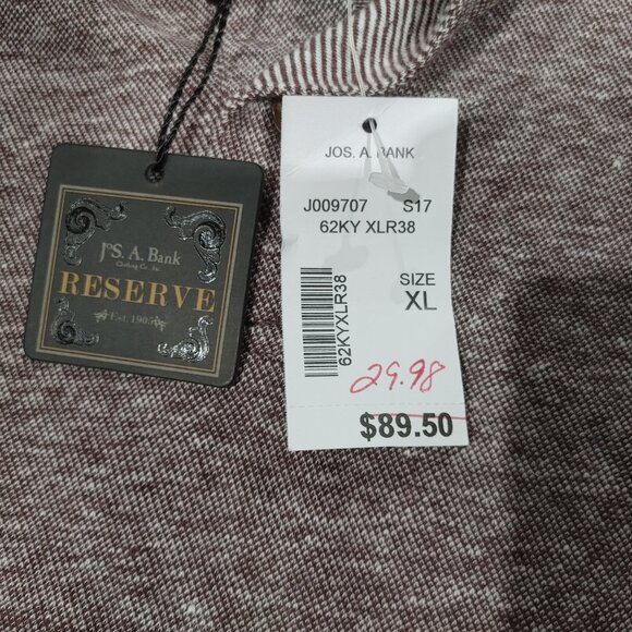 Brand New Jos A Bank Men's Button Collar T-Shirt Brown Patterned Size XL - Picture 3 of 4